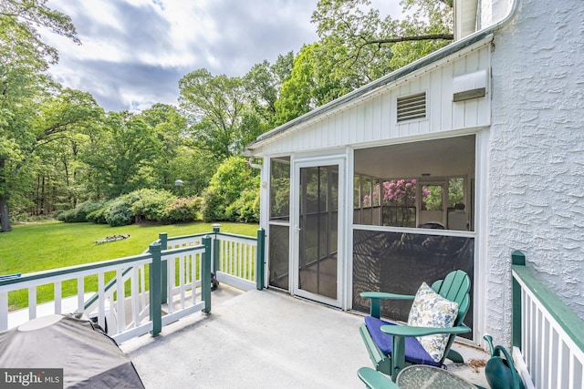 951 Little Conestoga Rd, Glenmoore, PA 19343 - wooden terrace featuring a yard and a sunroom
