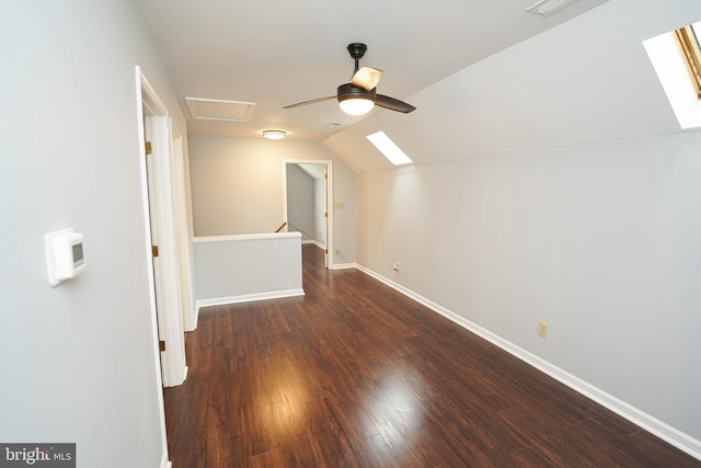 11699 Norris Twilley Rd, Sharptown, MD 21861 - bonus room featuring a skylight, vaulted ceiling, wood finished floors, baseboards, and ceiling fan