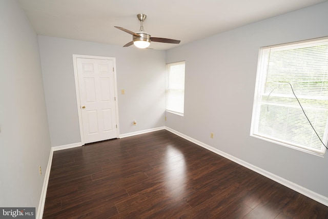 11699 Norris Twilley Rd, Sharptown, MD 21861 - spare room with dark wood-style floors, baseboards, and a ceiling fan