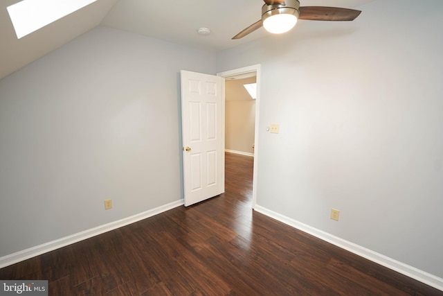 11699 Norris Twilley Rd, Sharptown, MD 21861 - bonus room featuring a skylight, wood finished floors, baseboards, ceiling fan, and lofted ceiling