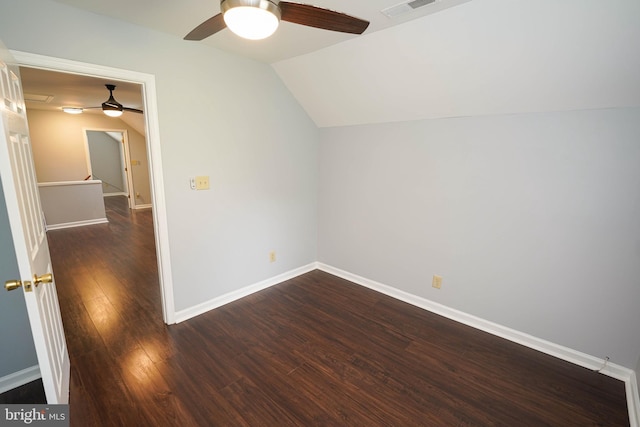 11699 Norris Twilley Rd, Sharptown, MD 21861 - bonus room featuring ceiling fan, dark wood-style floors, lofted ceiling, and baseboards