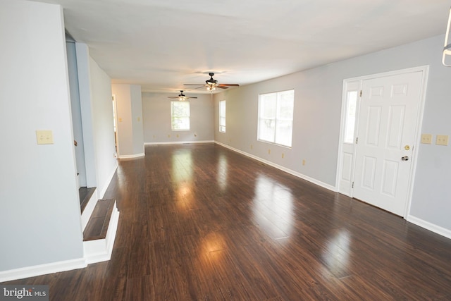 11699 Norris Twilley Rd, Sharptown, MD 21861 - unfurnished living room with ceiling fan, wood finished floors, and baseboards