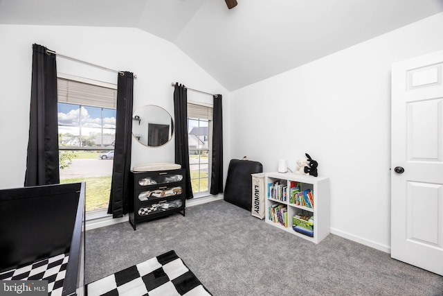 9177 Drawbridge Dr, Delmar, MD 21875 - playroom featuring vaulted ceiling and carpet floors