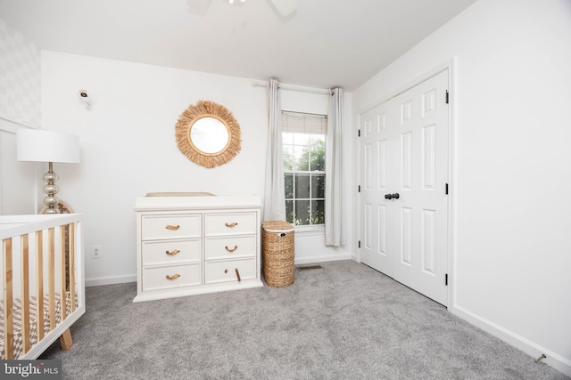 9177 Drawbridge Dr, Delmar, MD 21875 - bedroom with carpet flooring, baseboards, ceiling fan, and a closet