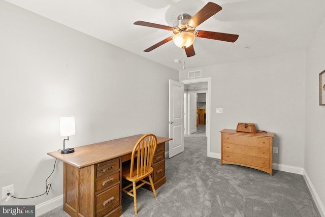 355 Tufton Cir, Fallston, MD 21047 - carpeted home office featuring a ceiling fan and baseboards