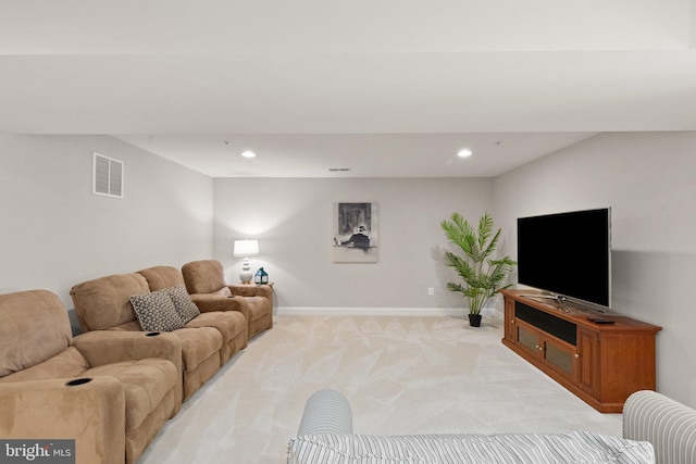 355 Tufton Cir, Fallston, MD 21047 - living room featuring light colored carpet, baseboards, and recessed lighting