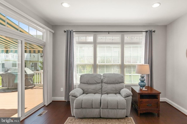 355 Tufton Cir, Fallston, MD 21047 - sitting room with baseboards, recessed lighting, and dark wood-type flooring