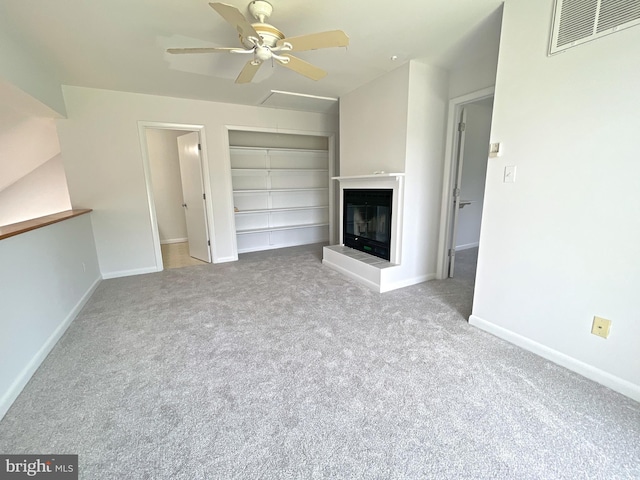 957 Terrapin St Unit 2, Bethany Beach, DE 19930 - unfurnished living room with carpet floors, ceiling fan, attic access, and baseboards