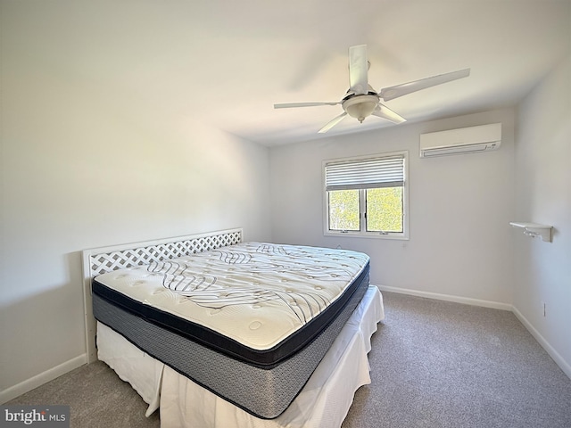 957 Terrapin St Unit 2, Bethany Beach, DE 19930 - carpeted bedroom with a wall mounted air conditioner, baseboards, and a ceiling fan