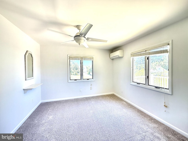 957 Terrapin St Unit 2, Bethany Beach, DE 19930 - carpeted empty room featuring an AC wall unit, a ceiling fan, and baseboards