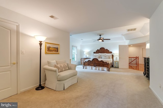 1296 Newkirk Ct, Vienna, VA 22182 - bedroom featuring light colored carpet and ceiling fan