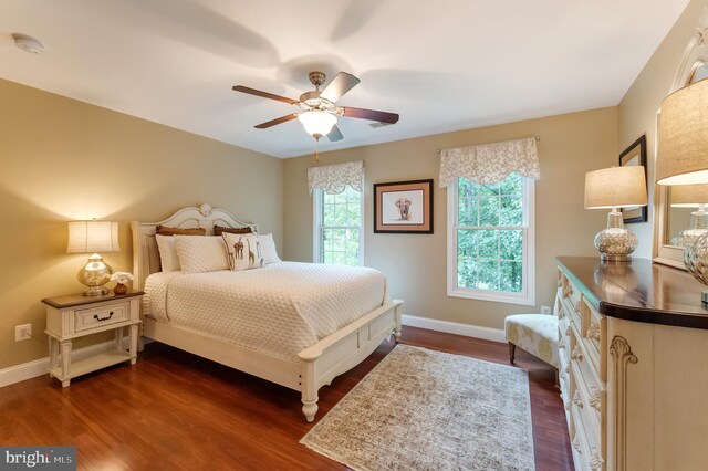 1296 Newkirk Ct, Vienna, VA 22182 - bedroom featuring dark wood finished floors and ceiling fan
