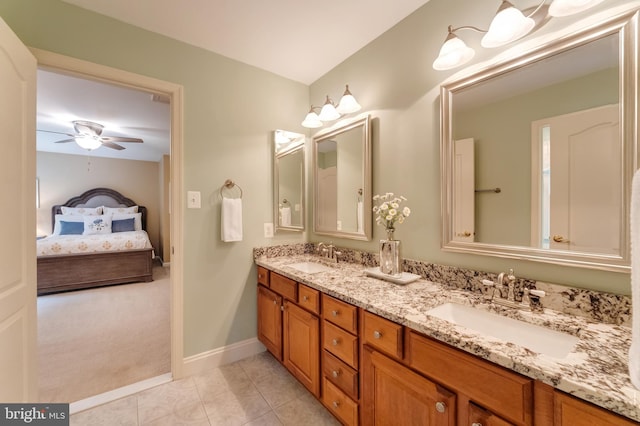1296 Newkirk Ct, Vienna, VA 22182 - full bathroom with double vanity, ensuite bathroom, ceiling fan, and tile patterned floors