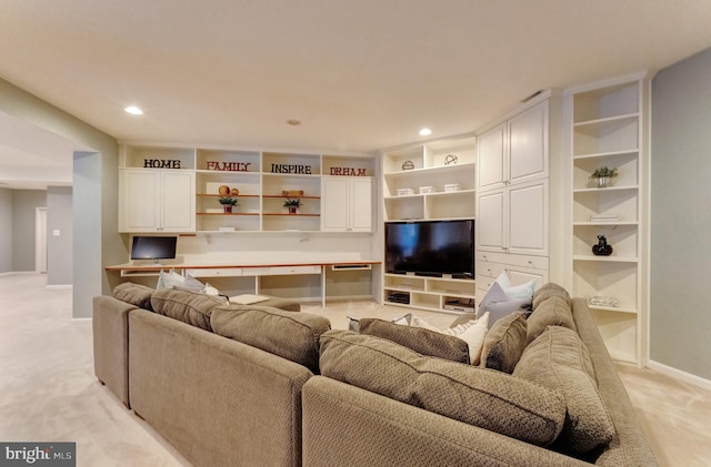 1296 Newkirk Ct, Vienna, VA 22182 - living room featuring light carpet and recessed lighting
