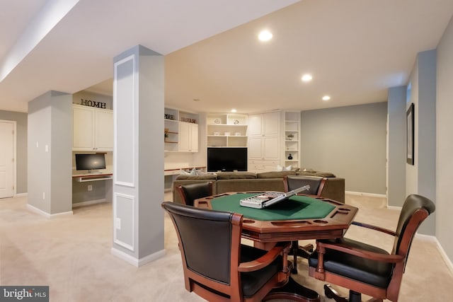 1296 Newkirk Ct, Vienna, VA 22182 - game room with light carpet, recessed lighting, and an office area