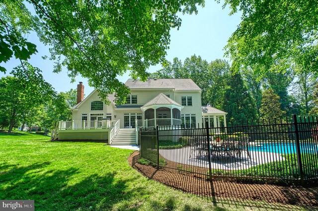 1296 Newkirk Ct, Vienna, VA 22182 - back of house featuring a chimney and a deck