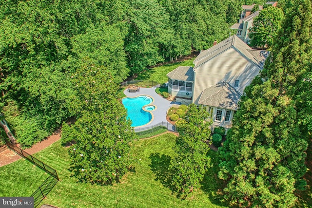 1296 Newkirk Ct, Vienna, VA 22182 - aerial view of property and surrounding area with a pool area