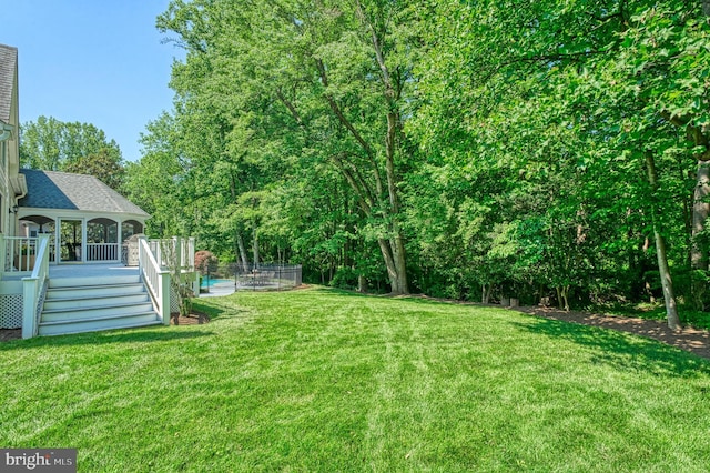1296 Newkirk Ct, Vienna, VA 22182 - view of grassy yard featuring a deck