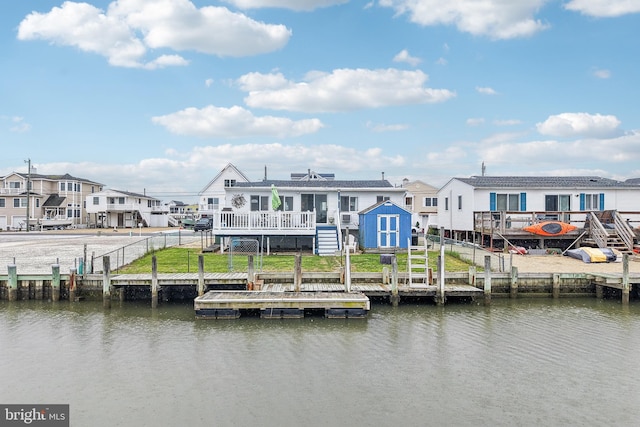 398 Kingfisher Rd, Tuckerton, NJ 08087 - rear view of property with a deck with water view and stairs
