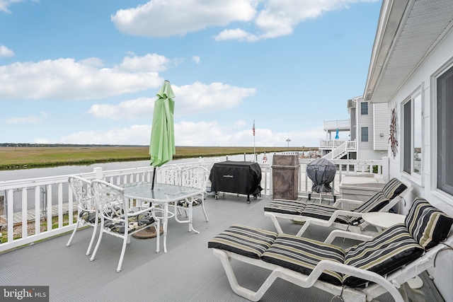 398 Kingfisher Rd, Tuckerton, NJ 08087 - view of patio / terrace featuring a water view, a balcony, and a grill