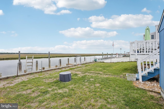398 Kingfisher Rd, Tuckerton, NJ 08087 - view of green lawn featuring a water view and stairway