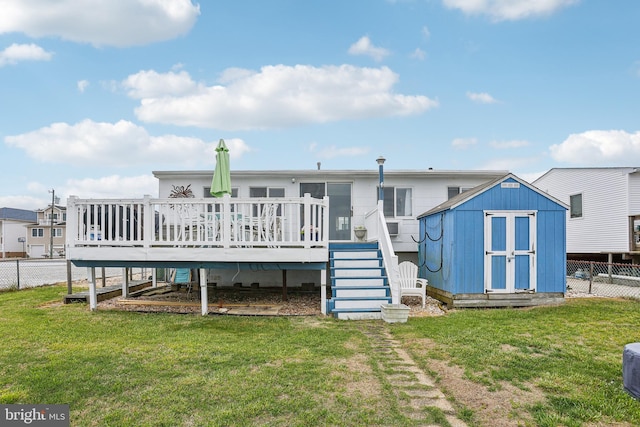 398 Kingfisher Rd, Tuckerton, NJ 08087 - back of house with stairs and a wooden deck
