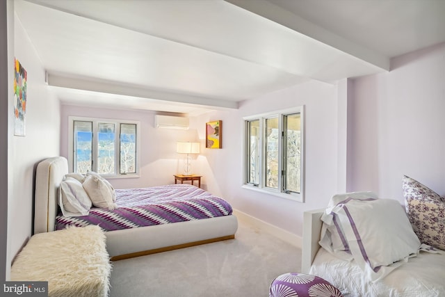 201 Nottingham Hl, Annapolis, MD 21405 - carpeted bedroom with a wall mounted air conditioner, multiple windows, and baseboards
