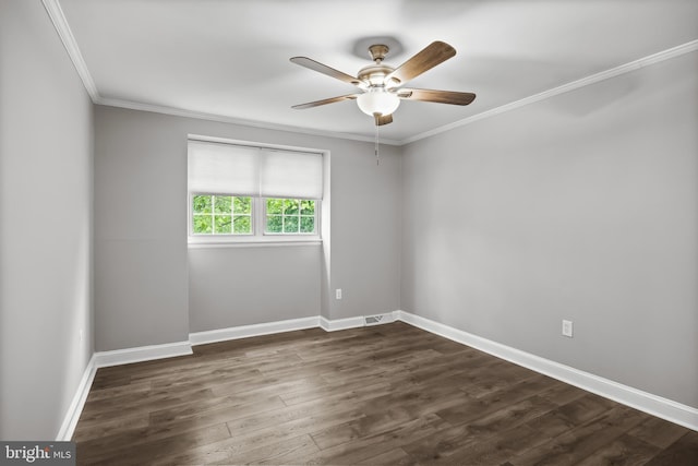 12 Constitution Rd, Clementon, NJ 08021 - spare room with crown molding, a ceiling fan, dark wood-type flooring, and baseboards
