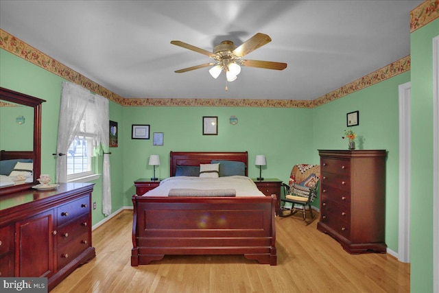 3919 Penns Dr, Reading, PA 19606 - bedroom with light wood-type flooring, baseboards, and ceiling fan