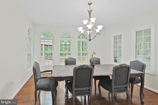 310 Owings Hill Ct, Owings, MD 20736 - dining space with a chandelier, plenty of natural light, baseboards, and wood finished floors