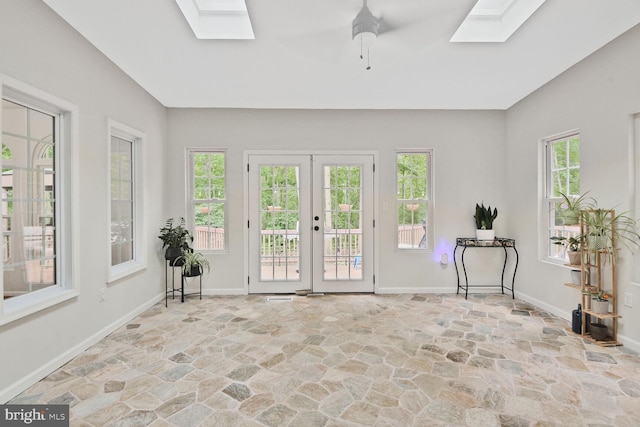 310 Owings Hill Ct, Owings, MD 20736 - sunroom / solarium featuring a skylight and french doors