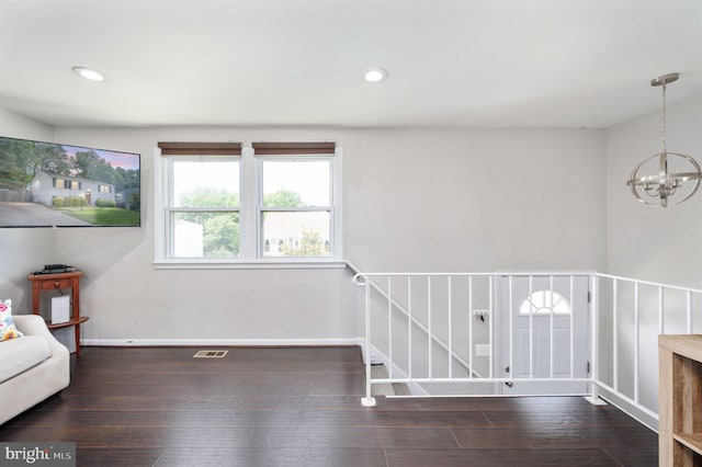 13713 Mayfair Ct, Woodbridge, VA 22193 - unfurnished room with a chandelier, hardwood / wood-style flooring, and recessed lighting