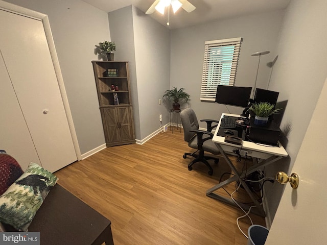 21 Moby Dick Dr, Ocean Pines, MD 21811 - home office with ceiling fan, light wood-type flooring, and baseboards