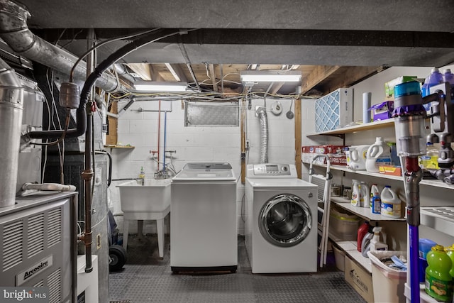 24 Holyoke Dr, Delran, NJ 08075 - laundry room with washing machine and clothes dryer and heating unit