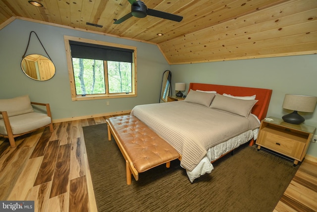1067 N Camp Rd, Mc Henry, MD 21541 - bedroom with wood ceiling, vaulted ceiling, wood finished floors, baseboards, and a ceiling fan