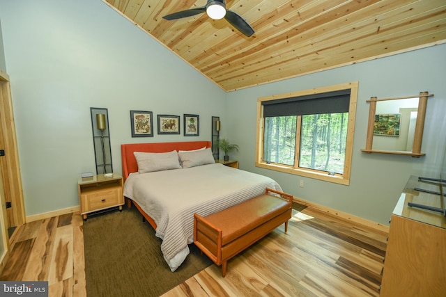 1067 N Camp Rd, Mc Henry, MD 21541 - bedroom with wooden ceiling, baseboards, wood finished floors, vaulted ceiling, and a ceiling fan