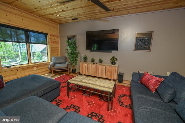 1067 N Camp Rd, Mc Henry, MD 21541 - living room with wooden ceiling, wooden walls, and wood finished floors