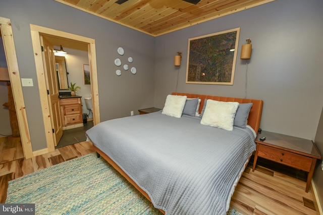 1067 N Camp Rd, Mc Henry, MD 21541 - bedroom featuring wood finished floors, wood ceiling, and ensuite bath