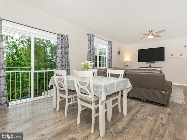 5809 Zoe Ln, Frederick, MD 21704 - dining area featuring wood finished floors and ceiling fan
