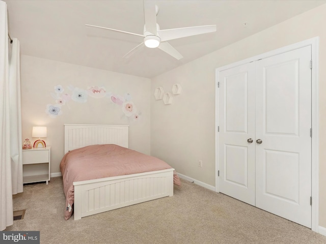 5809 Zoe Ln, Frederick, MD 21704 - carpeted bedroom featuring baseboards, a ceiling fan, and a closet