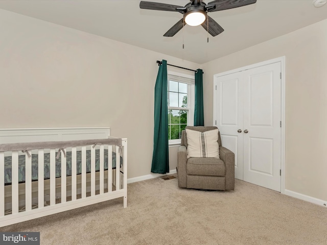 5809 Zoe Ln, Frederick, MD 21704 - bedroom with carpet, baseboards, a closet, and a ceiling fan