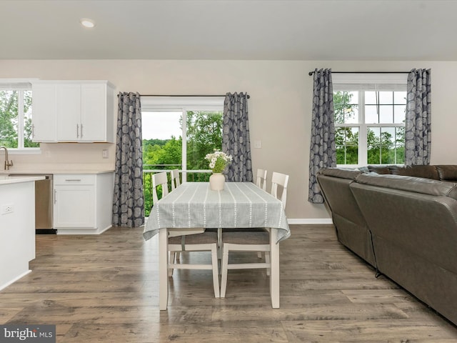 5809 Zoe Ln, Frederick, MD 21704 - dining space with healthy amount of natural light, wood finished floors, recessed lighting, and baseboards
