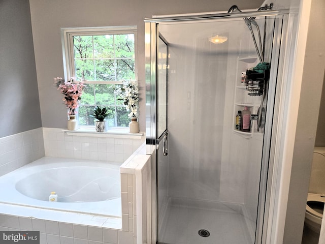 7832 Canter Ct, Severn, MD 21144 - bathroom with a bath, a shower stall, and toilet