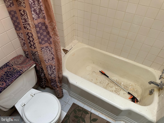 1533 N Carolina Ave NE, Washington, DC 20002 - full bath featuring shower / bath combination with curtain and tile patterned flooring