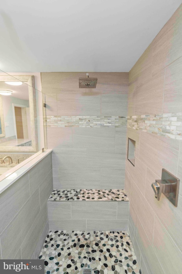 3097 Mill Rd, Doylestown, PA 18902 - bathroom featuring tile patterned floors and a tile shower