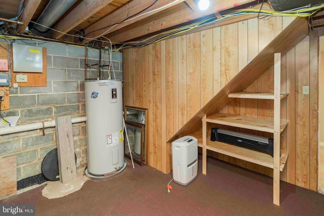 3097 Mill Rd, Doylestown, PA 18902 - unfinished basement with water heater and wooden walls