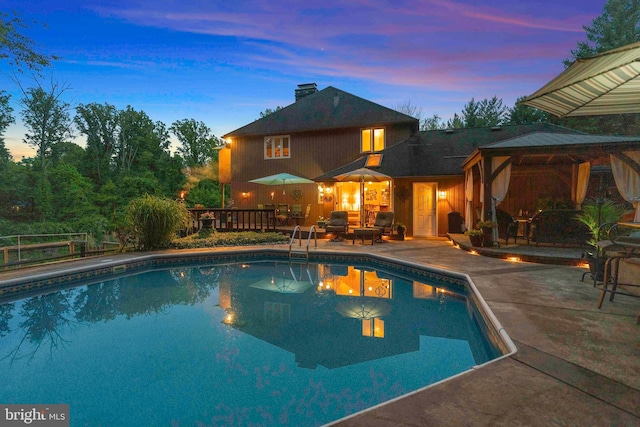 3097 Mill Rd, Doylestown, PA 18902 - swimming pool with a gazebo, a patio, and a wooden deck