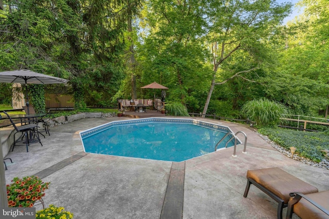 3097 Mill Rd, Doylestown, PA 18902 - outdoor pool with a patio, a fenced backyard, and outdoor dining space