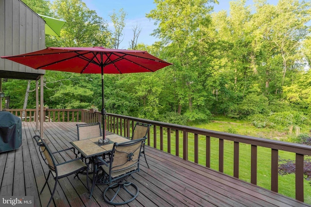 3097 Mill Rd, Doylestown, PA 18902 - wooden deck with outdoor dining space, a lawn, and area for grilling