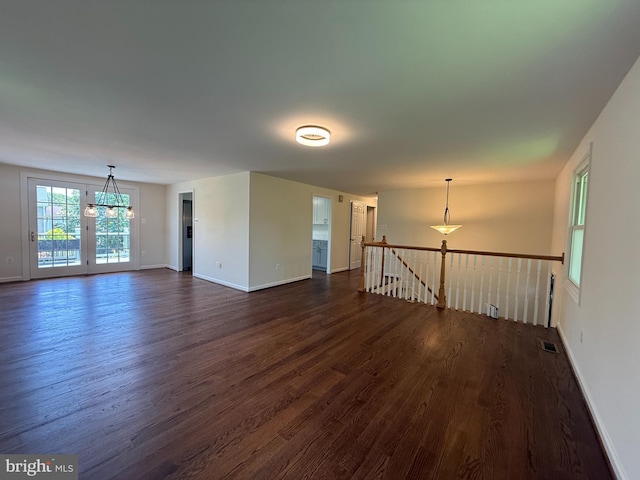 4205 Middle Ridge Dr, Fairfax, VA 22033 - spare room featuring dark wood-style floors, baseboards, and a chandelier